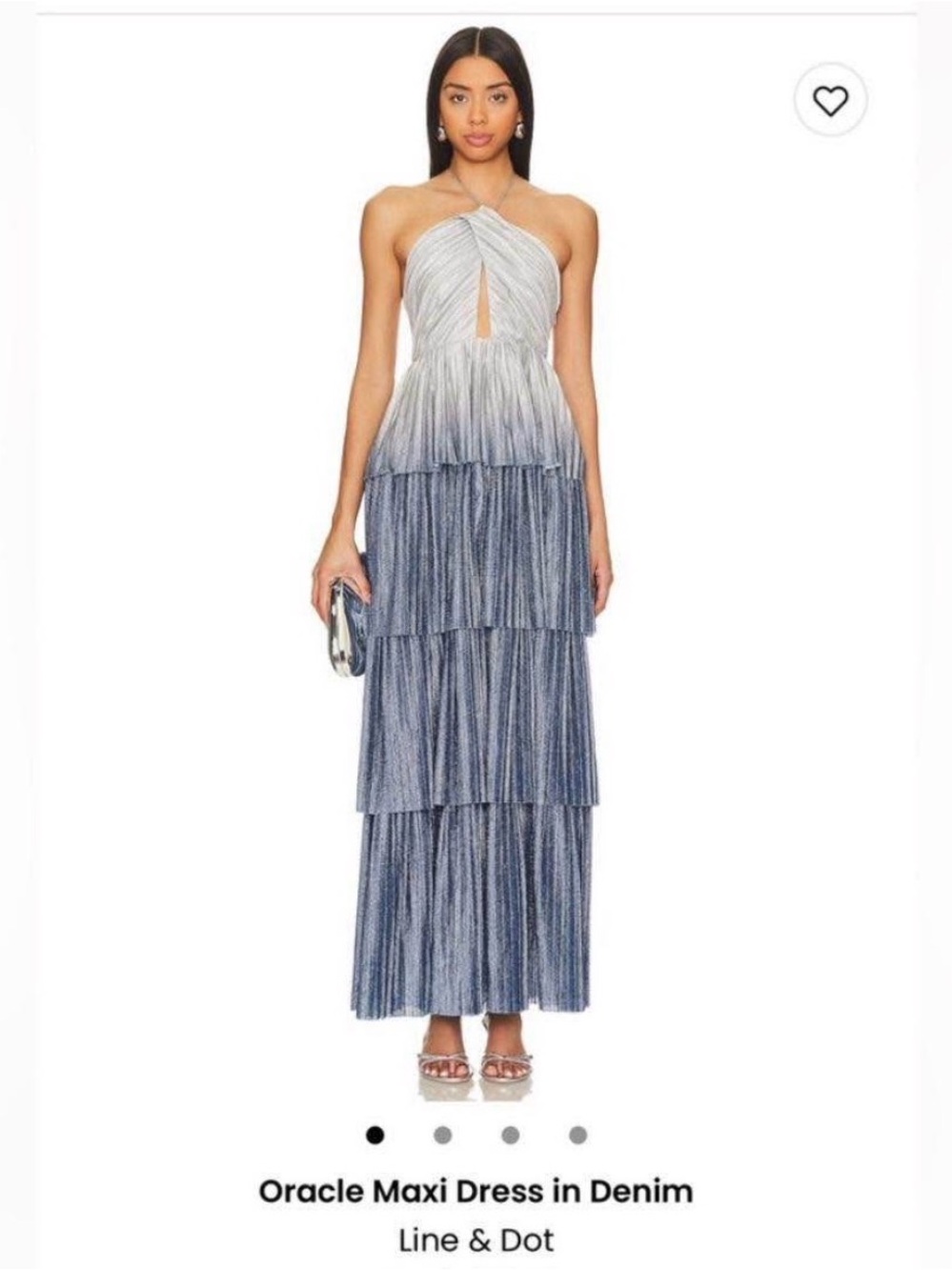 Line & Dot Ombre Halter Tiered Maxi Dress in Light to Denim Blue